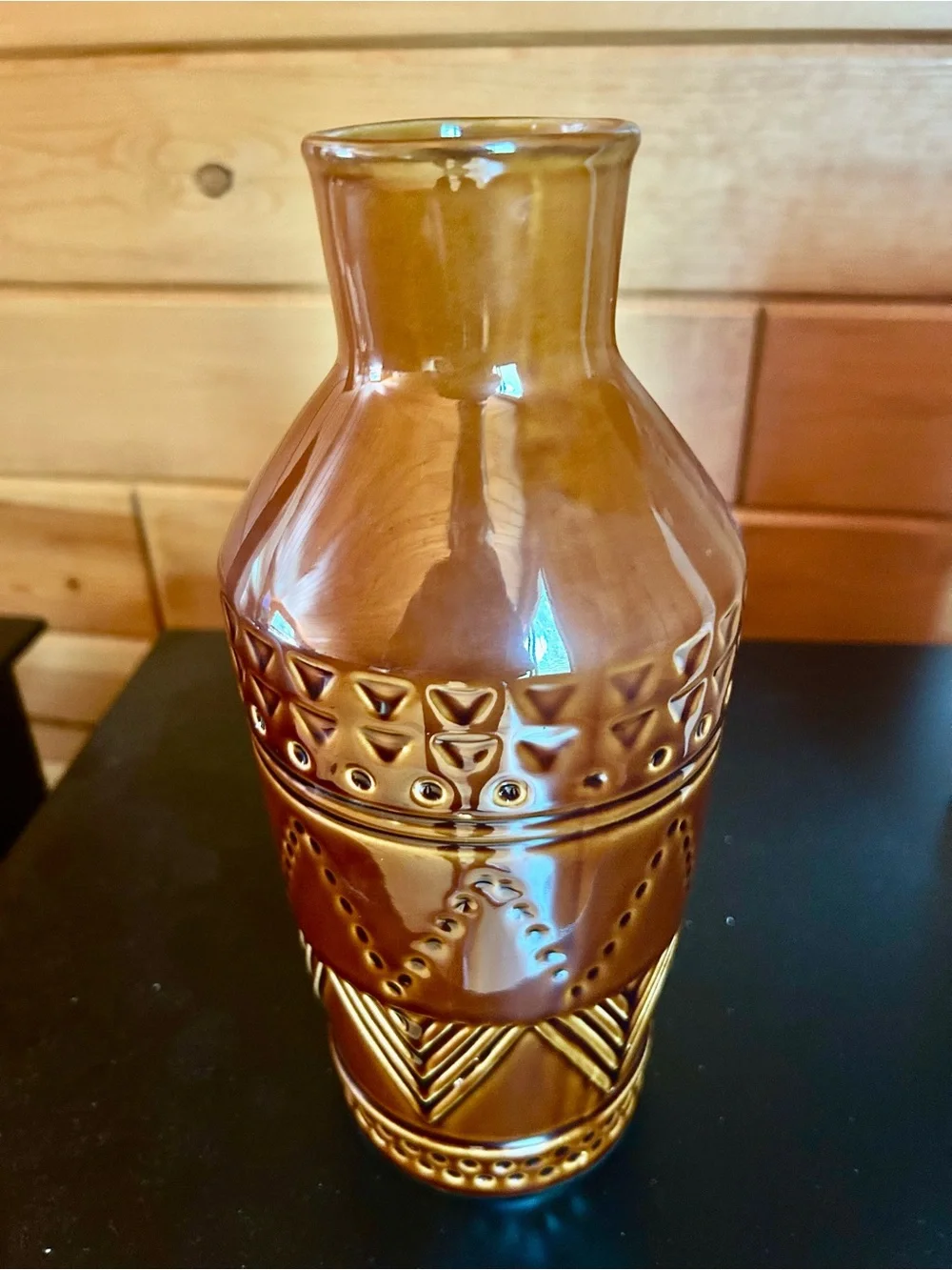 Tag Glossy Burnt Sienna Textured Stoneware Vase